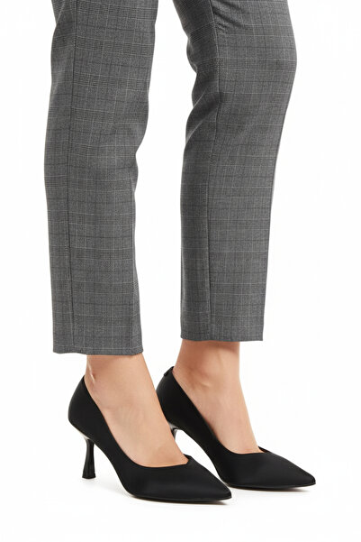 AYAKMOD Black Short Thin Heeled Women's Evening Dress Shoes 357190 Z