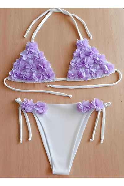 bright moon Kadın çiçekli bikini takımı (DOLGUSUZ)