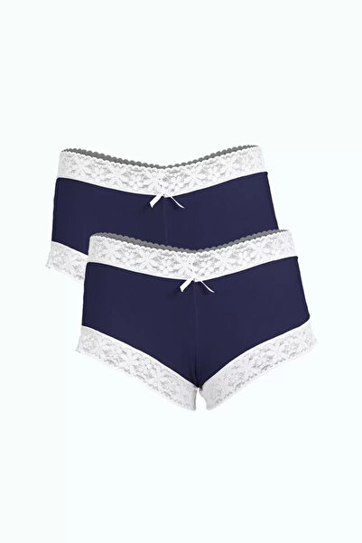 Nemere Kadın Pamuklu 2li Boxer Lacivert