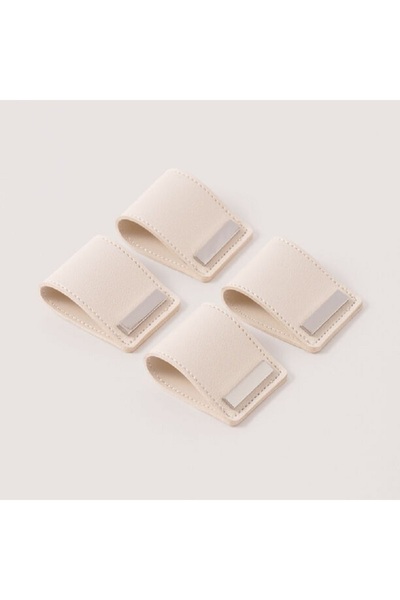 LA MESA 4pcs leather napkin ring, off white 4.5*4.5cm