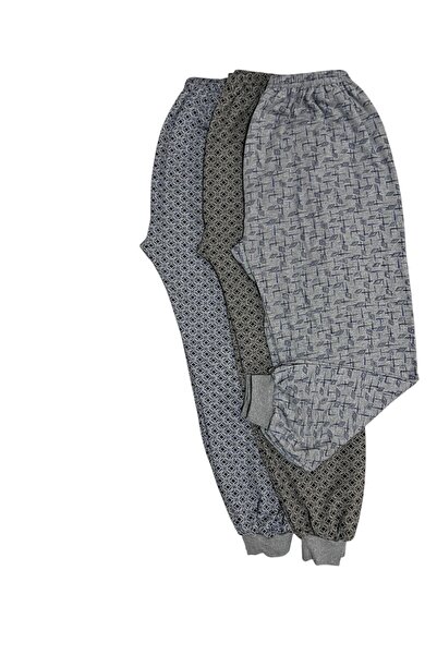 Pi Giyim 3 штук чоловічих піжамних штанів з довгими манжетами, з візерунком, для зими