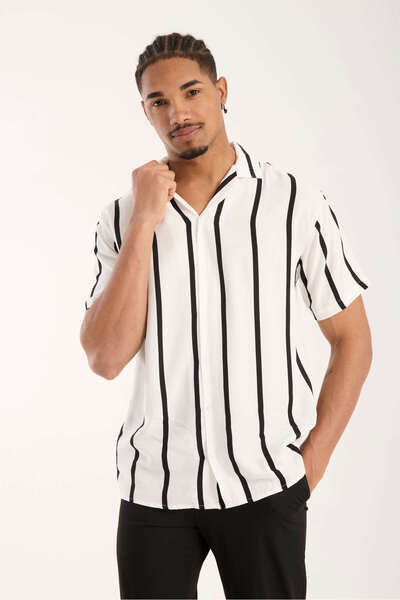 İLKCET MODA Ανδρικό πουκάμισο Oversize σε λευκό χρώμα