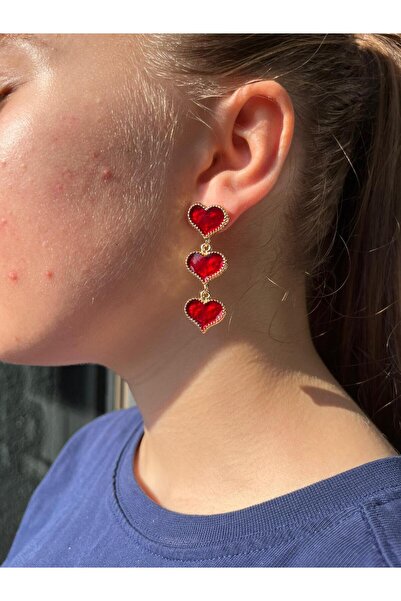 Candy Nuveria the Ladder of Love - Enamel Dangle Gold Heart Earrings