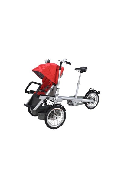 Ebax BİSİKLETLİ BEBEK ARABASI KIRMIZI 150KG TAŞIMA KAPASİTELİ