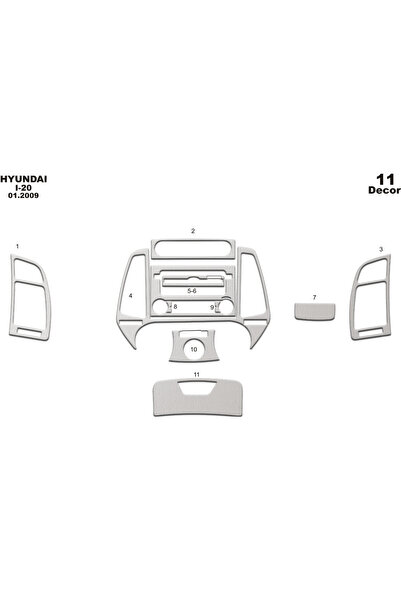 Marscockpitdesign غطاء كونسول توربيدو لسيارة هيونداي i20 موديل 2009، 11 قطعة