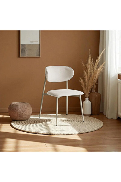 DENGEMA Laila S80 Sandalye – Krem Kumaş, Kapuçino Metal Ayak