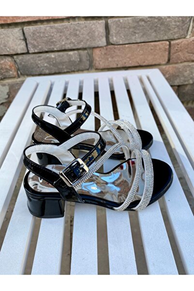sgfitness Black Girls' Shoes with Shiny Stone Stripes