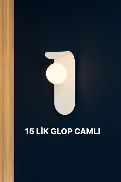 VENON 1 Piece Minimalist White Metal Sconce Glop White Glass Wall Lamp Bedroom-Headboard-Bathroom