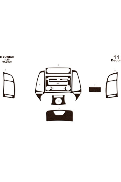 Marscockpitdesign غطاء كونسول توربيدو لسيارة هيونداي i20 موديل 2009، 11 قطعة