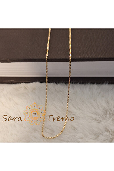 SaraTremo Κολιέ unisex με αλυσίδα Aurelian σε σχήμα κουτιού - επιχρυσωμένο με χρυσό 18 καρατίων, Βραζιλία, 50 εκ.