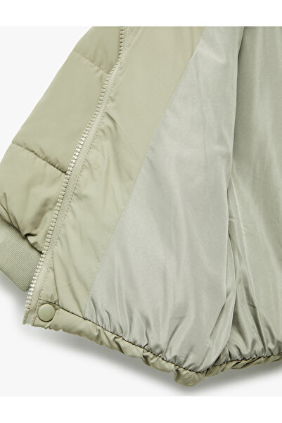 Koton Uzun Kollu Cepli Pamuk Astarlı Dik Yaka Şişme Mont