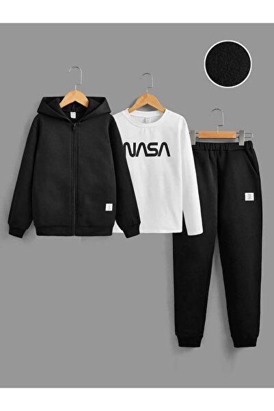 NoVibe Μπουφάν, ιδρώτα και αθλητική φόρμα Unisex Nasa με στάμπα 3 τεμαχίων