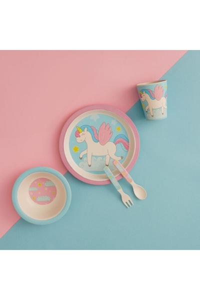 ORIAN Kids 5 Pcs dinner sets, Luck Unicorn design