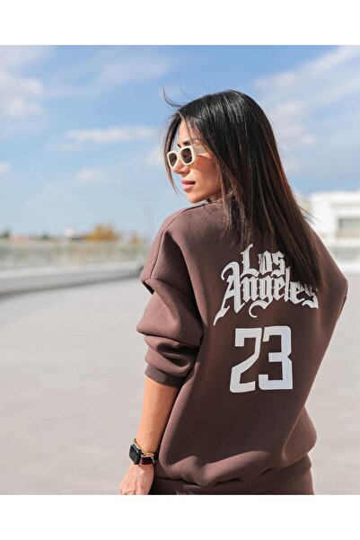 NoVibe Σετ φούτερ 'b-beden' Los Angels 23 Σχεδιαστικό Εκτυπωμένο Oversize Εσώ...