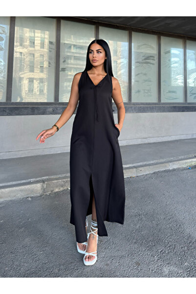 MissVina فستان طويل بفتحة رقبة على شكل حرف V وتفاصيل من حبل السباغيتي 50324