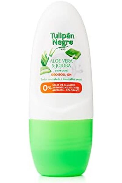 Tulipan Negro Black Roll-On Deodorant with Aloe Vera by Tulipan, Sweat Control, 50ml x 6 Units