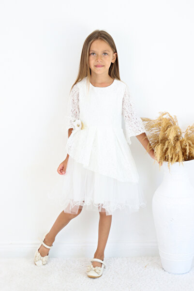 FESSHERA KİDS 🌸 Βραδινό φόρεμα με δαντέλα για κορίτσια με λεπτομέρειες 🌸
