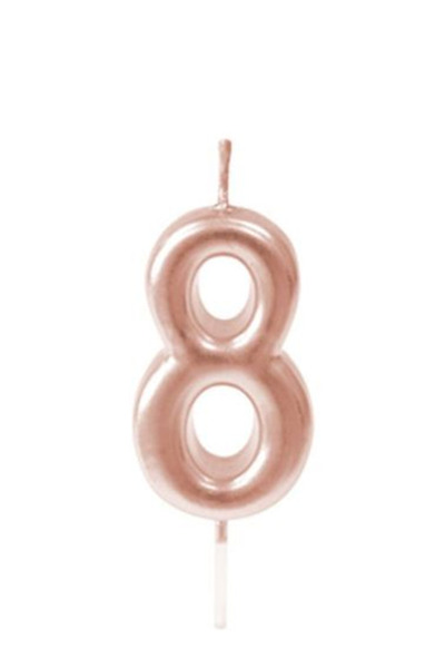 Share the Love شمعة رقم ثمانية - ذهبي وردي