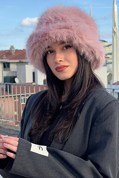 Mavelle Women's Pink Winter Bucket Hat | Faux Fur Fashion Hat | Russian Style Kalpak