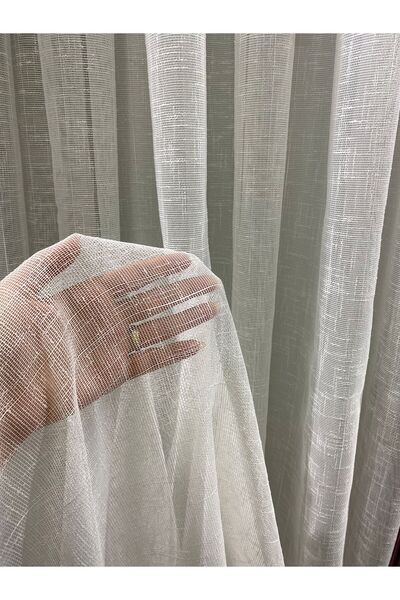 Beautiful TÜL PERDE NATURAL KETEN DAMARLI DESEN 1/3 SIK PİLELİ KIRIŞMAZ ÜTÜ İ...