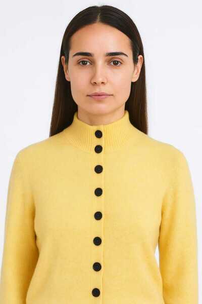 Maison La Femme Women's Knitwear Set Turtleneck Buttoned Jacket Long Skirt Bottom Top Knitwear Set