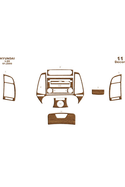 Marscockpitdesign غطاء كونسول توربيدو لسيارة هيونداي i20 موديل 2009، 11 قطعة