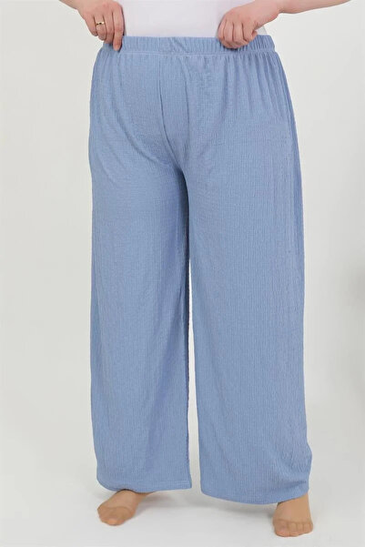 Nemere Women's Plus Size Wrinkled Pants Blue
