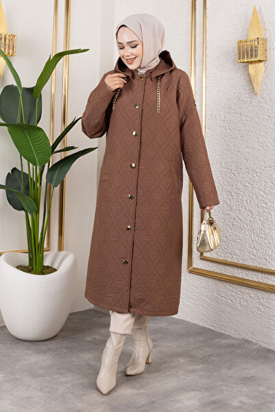 Tesettür Dünyası Καπέλο με κουμπιά Boydan TSD250217 Καφέ