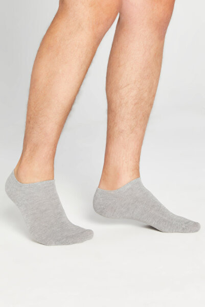 bamboo star Bambu Erkek Sneaker Gri Beyaz Çorap Dikişsiz Görünmez Bilekte Görünmez Spor Çorap 6'lı Paket