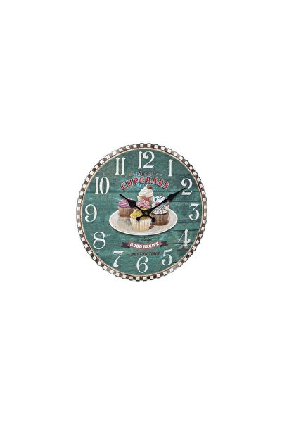 TFA Analog Wall Clock in Vintage Design - Cupcakes, 60.3045.13