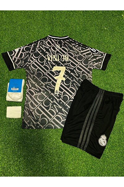Genel Markalar R.E.A.L M.A.D.R.İ.D 2024-25 VİNİ JR. ALTERNATİF ÇOCUK FORMASI 4'LÜ SET gri