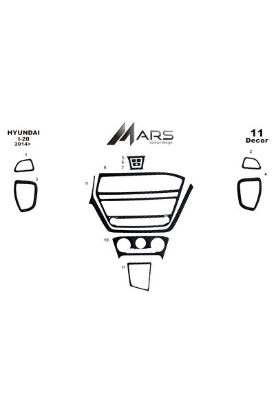 Marscockpitdesign Hyundai I 20 Dashboard/Console Covering 11 Pieces 2014