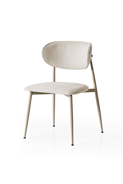 DENGEMA Laila S80 Sandalye – Krem Kumaş, Kapuçino Metal Ayak