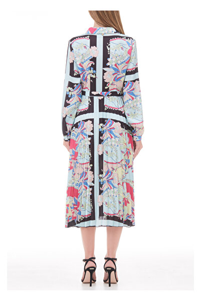 Liu Jo Kadın Gömlek Yaka Rahat Kesim Turkuaz Elbise WA2394T5958-S9558