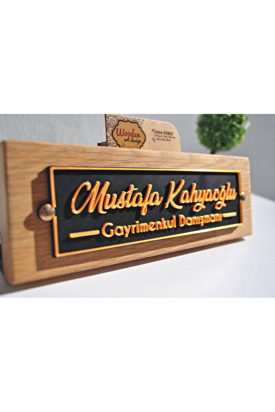 wart dizayn masa üstü sümen takımı, ahşap isimlik