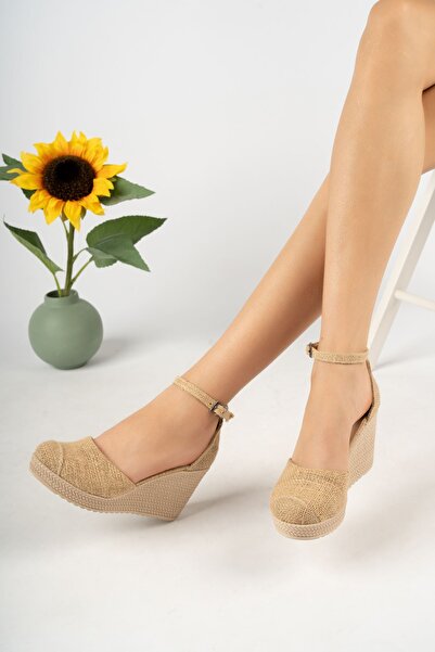 İrem Ayakkabı Wedge Heel Straw Detailed Karnıyarık Shoes