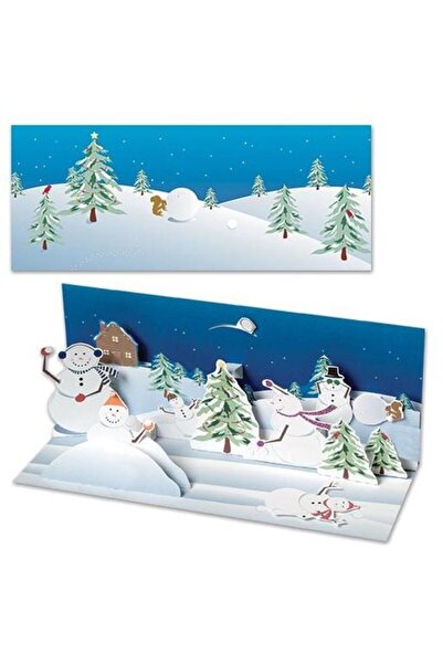 PopShots Felicitare 3D Panoramics de iarna-Oameni de zapada