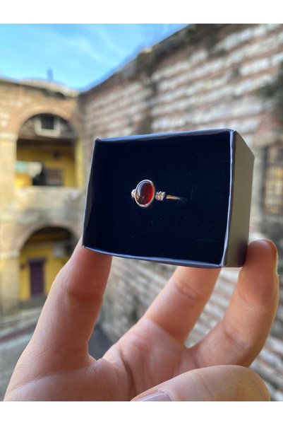 By Atölye Doğal Akik Taşlı Gümüş Yüzük