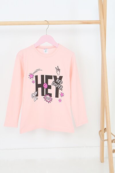 TOFİSA Girl's Powder Long Sleeve Printed Combed Cotton Badi - 27701