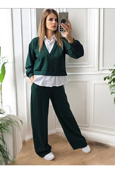 GLAMSI Set din vâscoză cu detalii inspirate din cămașă