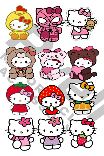 MKARAKAN RVELL HELLO KİTTY KARMA DESENLİ A4 STİCKER