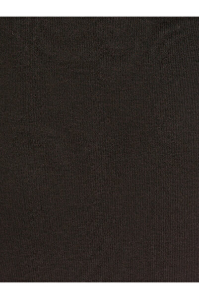 Dilvin 31442 Μακρυμάνικο μπλουζάκι με κουμπιά-Σκούρο καφέ