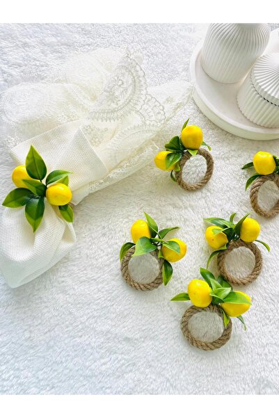 DİGGO Lemon Jute Rope Napkin Ring (8 Pieces)