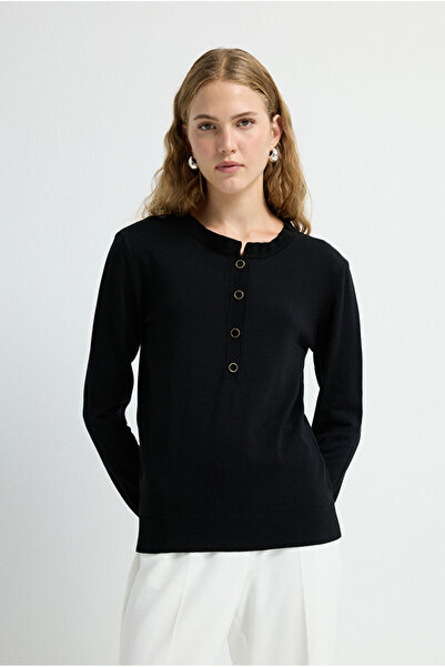 adL Uzun Kollu Patlı Triko Kazak