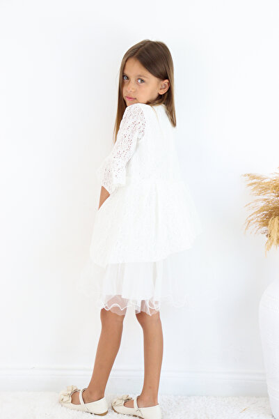 FESSHERA KİDS 🌸 Βραδινό φόρεμα με δαντέλα για κορίτσια με λεπτομέρειες 🌸