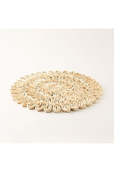 LA MESA Straw Placemat Flower Shape 38Cm, Beige