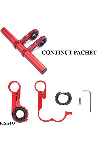 FIXATO Bicycle Handlebar Extension,Electric Scooter,20 cm, includes Anti-scratch Rubber Handlebar Tape, Red