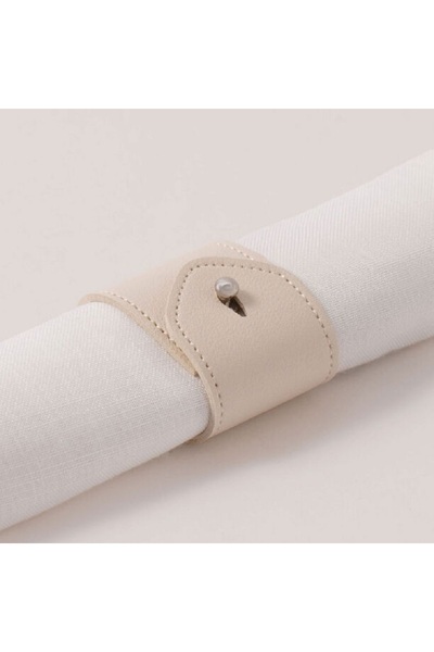 LA MESA 4pcs leather napkin ring, off white 4.5*4.5cm