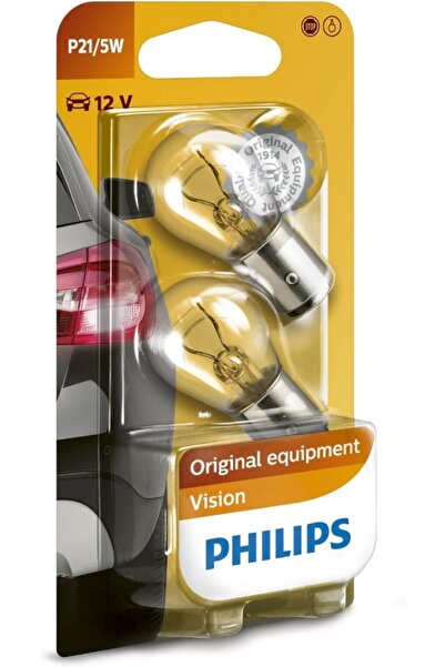 Philips Vision P21/5W Stop ve Fren Ampulü, 12V BAY15D, 2'li Paket