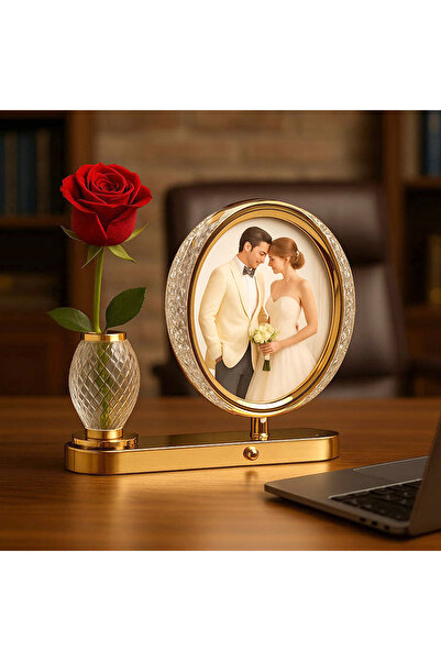 Nobbystar Led Işıklı Kristal Vazolu Fotoğraf Çerçevesi - 25x28cm